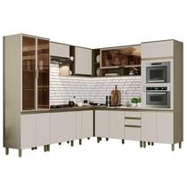 Cozinha Completa de Canto 10 Peças Connect com Torre Quente e Cristaleira - Móveis Henn