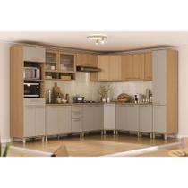 Cozinha Completa De Canto 100% Mdf 12 Pçs Duna Luciane Móvei Freijó-cinammon