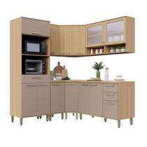 Cozinha Completa De Canto 100% Mdf 378cm Duna Luciane Móveis Freijó-cinammon