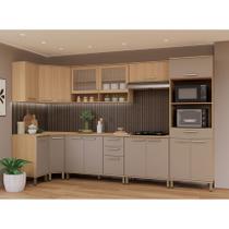 Cozinha Completa de Canto 100 MDF 9 Peças Com Tampo e Espaço Forno e Micro-ondas 458cm Duna Luciane Móveis