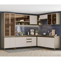 Cozinha Completa de Canto 16 Portas 3 Gavetas Connect Henn - Off White Cozinha Completa de Canto 16 Portas 3 Gavetas Connect Henn - Off White