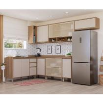 Cozinha Completa de Canto 7 Peças com Tampo e Vidro Reflecta 468cm Lari Luciane Móveis