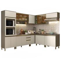 Cozinha Completa de Canto 9 Peças Connect com Aéreo Vidro Basculante - Móveis Henn Cozinha Completa de Canto 9 Peças Connect com Aéreo Vidro Basculante - Móveis Henn