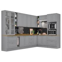 Cozinha Completa de Canto Americana 10 Peças Tampo Nature - Móveis Henn