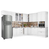 Cozinha Completa de Canto Americana 12 Peças com Torre Quente Branco - Móveis Henn Cozinha Completa de Canto Americana 12 Peças com Torre Quente Branco - Móveis Henn