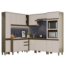 Cozinha Completa de Canto Connect 8 Peças com Torre Quente 2 Fornos - Móveis Henn Cozinha Completa de Canto Connect 8 Peças com Torre Quente 2 Fornos - Móveis Henn