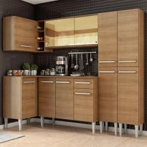 Cozinha Completa de Canto Madesa Emilly Line com Balcão, Armário Vidro Reflex e Paneleiro Cozinha Completa de Canto Madesa Emilly Line com Balcão, Armário Vidro Reflex e Paneleiro