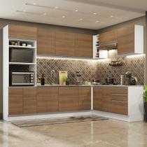 Cozinha Completa de Canto Madesa Glamy 479001 com Armário e Balcão (Sem Tampo e Pia) - Branco/Rustic Cozinha Completa de Canto Madesa Glamy 479001 com Armário e Balcão (Sem Tampo e Pia) - Branco/Rustic