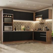 Cozinha Completa de Canto Madesa Glamy 479001 com Armário e Balcão (Sem Tampo e Pia) - Rustic/Preto Cozinha Completa de Canto Madesa Glamy 479001 com Armário e Balcão (Sem Tampo e Pia) - Rustic/Preto