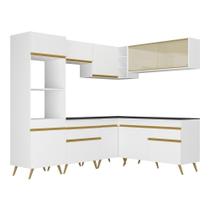 Cozinha Completa De Canto Mp2064 Com Armário E Balcão Branca Cozinha Completa De Canto Mp2064 Com Armário E Balcão Branca