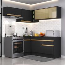 Cozinha Completa De Canto Mp2094 Com Armário E Balcão Preta Cozinha Completa De Canto Mp2094 Com Armário E Balcão Preta