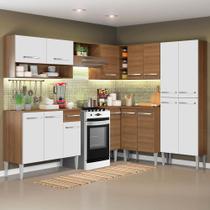 Cozinha Completa de Canto Reto Madesa Emilly Ice com Armário e Balcão 15 Portas 1 Gaveta