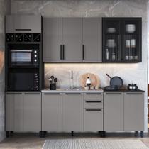 Cozinha Completa Diamante 12 Portas 3 Gavetas com Vidro Chumbo/Titanio - Indékes Cozinha Completa Diamante 12 Portas 3 Gavetas com Vidro Chumbo/Titanio - Indékes