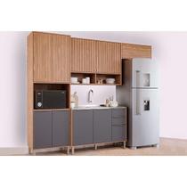 Cozinha Completa Divina 4 Peças (2Aéreos+1Balcão+1Paneleiro) CZ003 Freijo/Titanium - MGM Cozinha Completa Divina 4 Peças (2Aéreos+1Balcão+1Paneleiro) CZ003 Freijo/Titanium - MGM