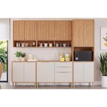 Cozinha Completa Divina 5 Peças (2Aéreos+2Balcões+1Paneleiro) CZ001 Freijo/Off White - MGM