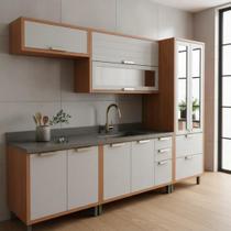 Cozinha Completa Eloise 5 Peças 270cm 100% MDF vidro reflecta