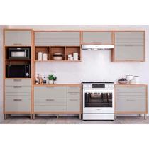 Cozinha Completa Eloise 6 Peças (3Aéreos+2Balcões+1Paneleiro) CZ023 Cinamomo/Platina - MGM