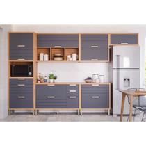 Cozinha Completa Eloise 6 Peças (3Aéreos+2Balcões+1Paneleiro) CZ026 Freijo/Titanium - MGM