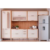 Cozinha Completa Eloise 8 Peças (3Aéreos+2Balcões+1Cristaleira+2Complementos) C8P179 Cinamomo/Off White - MGM