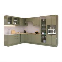 Cozinha Completa Évora 17 PT 3 GV Verde Hill e Carvalho Cozinha Completa Évora 17 PT 3 GV Verde Hill e Carvalho