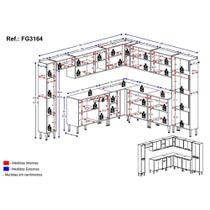Cozinha Completa Fg3164 Armário E Balcão Branca/preta Cozinha Completa Fg3164 Armário E Balcão Branca/preta