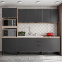 Cozinha Completa Firenze 14 Portas 2 Gavetas Avena Touch/Grafito - Demóbile Cozinha Completa Firenze 14 Portas 2 Gavetas Avena Touch/Grafito - Demóbile
