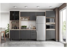 Cozinha Completa Firenze 14 Portas 2 Gavetas Avena Touch/Grafito - Demóbile