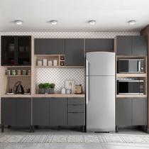Cozinha Completa Firenze 14 Portas 2 Gavetas Avena Touch/Grafito - Demóbile
