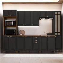 Cozinha Completa Firenze 16 Portas 2 Gavetas com Vidro 6171.101 Chumbo - Indékes