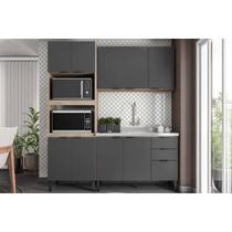 Cozinha Completa Firenze 3 Peças (1balcão+1Aéreo+1Paneleiro) C3P49 Avena/Grafito - Demóbile