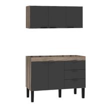 Cozinha Completa Gabinete e Armário Aéreo Flamingo 120 Cozimax Preto/Tamarindo