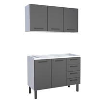 Cozinha Completa Gabinete Para Pia 120 e Armário Aéreo Juno/Apolo 4 Gavetas Cozimax Preto