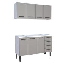 Cozinha Completa Gabinete Para Pia 150 e Armário Aéreo Juno/Apolo 4 Gavetas Cozimax Cinza Argila Cozinha Completa Gabinete Para Pia 150 e Armário Aéreo Juno/Apolo 4 Gavetas Cozimax Cinza Argila