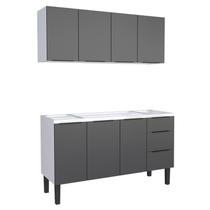 Cozinha Completa Gabinete Para Pia 150cm e Armário Aéreo Jupter Cozimax Preto