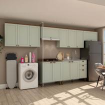 Cozinha Completa Iluminata 12 Portas 3 Gavetas 100% Mdf Mint/ébano - Genialflex Cozinha Completa Iluminata 12 Portas 3 Gavetas 100% Mdf Mint/ébano - Genialflex