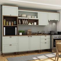Cozinha Completa Iluminata 7 Portas 4 Gavetas Verde Mint - Genialflex Cozinha Completa Iluminata 7 Portas 4 Gavetas Verde Mint - Genialflex