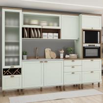 Cozinha Completa Iluminata 7 Portas 5 Gavetas Mint/ébano - Genialflex Cozinha Completa Iluminata 7 Portas 5 Gavetas Mint/ébano - Genialflex