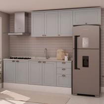 Cozinha Completa Iluminata 8 Portas 3 Gavetas 100% Mdf Branco/Fendi - Genialflex Cozinha Completa Iluminata 8 Portas 3 Gavetas 100% Mdf Branco/Fendi - Genialflex