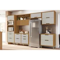 Cozinha Completa Imperatriz 6 Peças (3Aéreos+2Balcões+1TorreQuente) C6P84 Freijo/Off White - Nesher