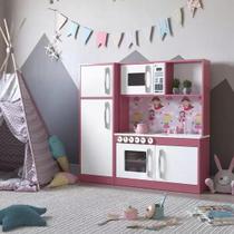 Cozinha Completa Infantil Brinquedo Mdf Diana Rosa/branco - Ofertamo