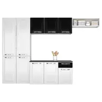Cozinha Completa Itatiaia Amanda 2023 1 Gaveta, 10 Portas, Branco/Preto