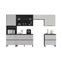 Cozinha Completa Itatiaia Lumina 350cm Em Madeira Mdf Grafite-fendi Cozinha Completa Itatiaia Lumina 350cm Em Madeira Mdf Grafite-fendi