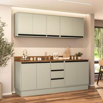 Cozinha Completa Koya 9 Portas 3 Gavetas Branco/Verde Oliva - Politorno Cozinha Completa Koya 9 Portas 3 Gavetas Branco/Verde Oliva - Politorno