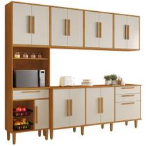 Cozinha Completa Lorena 14 Portas 3 Gavetas Nature Off Kaiki Móveis