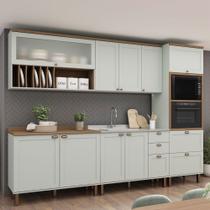 Cozinha Completa Luna 10 Portas 4 Gavetas com Vidro 100% Mdf Mint/ébano - Genialflex Cozinha Completa Luna 10 Portas 4 Gavetas com Vidro 100% Mdf Mint/ébano - Genialflex
