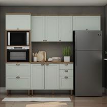 Cozinha Completa Luna 8 Portas 4 Gavetas 100% Mdf Mint/ébano - Genialflex Cozinha Completa Luna 8 Portas 4 Gavetas 100% Mdf Mint/ébano - Genialflex