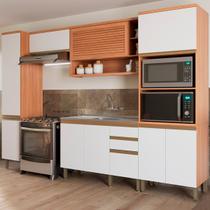 Cozinha Completa Macadâmia 9 Portas 3 Gavetas Freijó/Branco 914426 - Telasul Cozinha Completa Macadâmia 9 Portas 3 Gavetas Freijó/Branco 914426 - Telasul