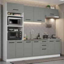 Cozinha Completa Madesa Agata 270001 com Armário e Balcão (Sem Tampo e Pia) - Branco/Cinza Cozinha Completa Madesa Agata 270001 com Armário e Balcão (Sem Tampo e Pia) - Branco/Cinza