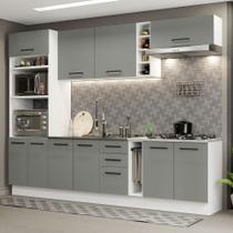 Cozinha Completa Madesa Agata 290005 com Armário e Balcão (Sem Tampo) - Branco/Cinza Cozinha Completa Madesa Agata 290005 com Armário e Balcão (Sem Tampo) - Branco/Cinza