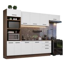 Cozinha Completa Madesa Agata 330001 com Armário e Balcão (Sem Tampo e Pia) - Rustic/Branco Cozinha Completa Madesa Agata 330001 com Armário e Balcão (Sem Tampo e Pia) - Rustic/Branco